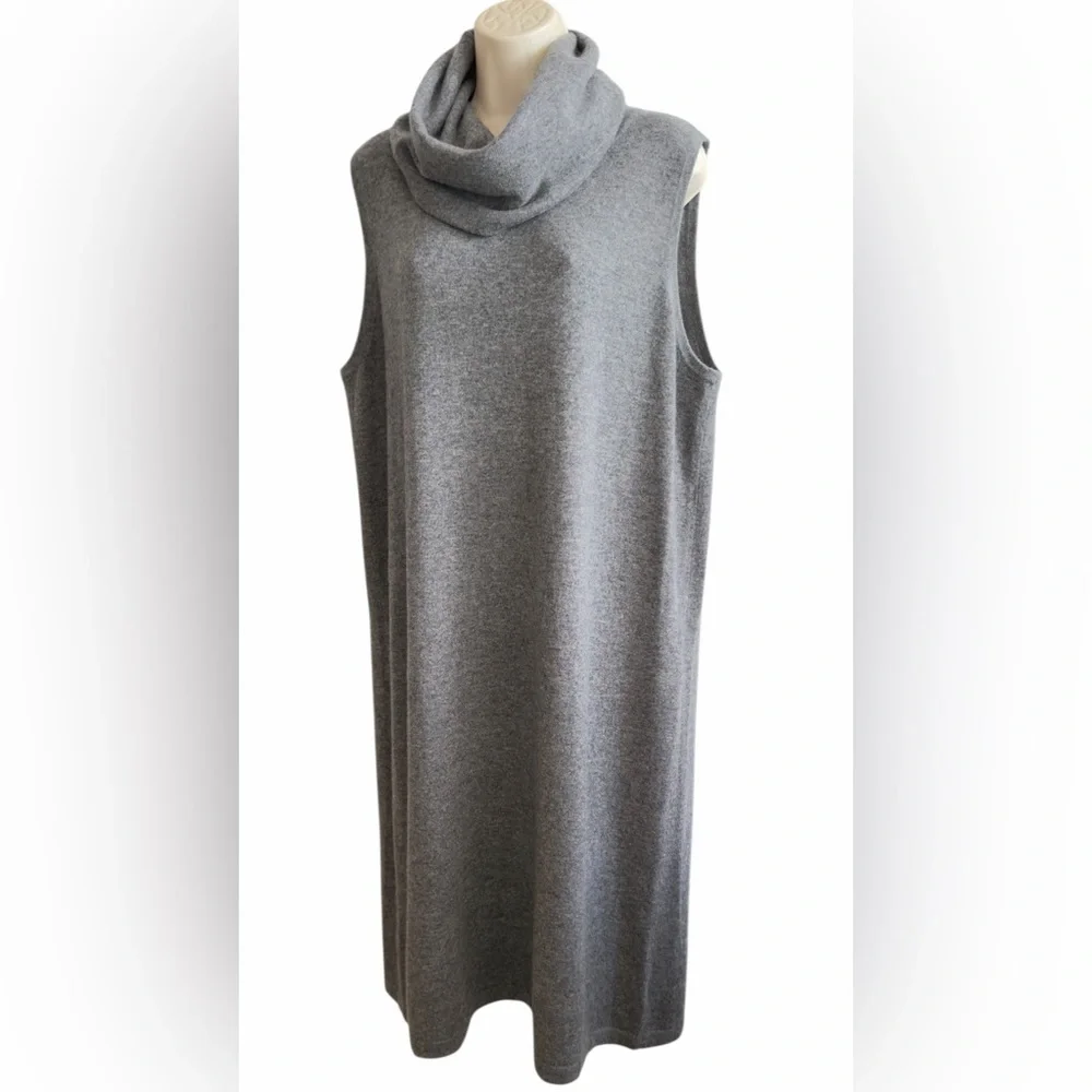 Ralph Lauren Silk Cashmere Cowl Neck Sleeveless Gray Midi Sweater Dress Size XL - Picture 6 of 10